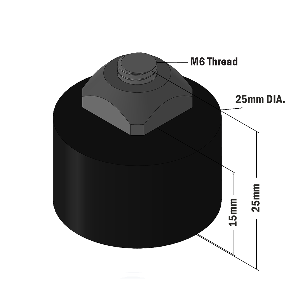 52-420-1 MODULAR SOLUTIONS DOOR PART<br>25MM X 15MM RUBBER DOOR STOP M6 STUD